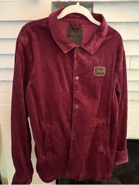 Afends Corduroy Coach Jacket in Burgundy Shacket